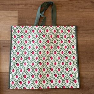 Raspberry print reusable tote bag